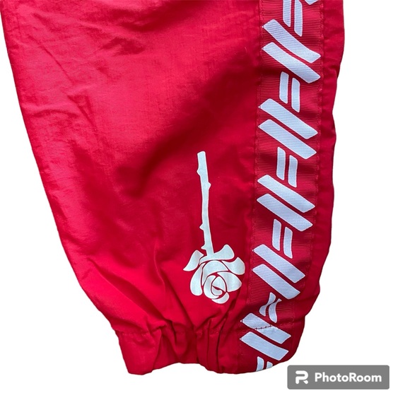 Petals & Peacocks, Be Kind to My Petals Red Nylon Rose Side Print Joggers - Picture 4 of 7